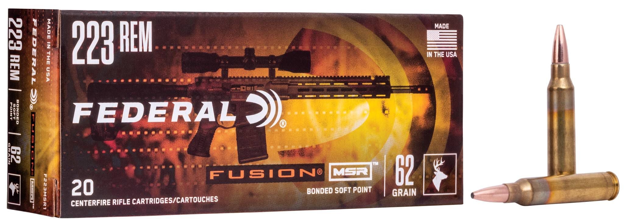 Federal 223 Rem 62gr Fusion MSR – Proven .223 Remington AR Hunting Ammo, 2750 fps, 20 Rounds 2 Federal 223 Rem 62gr Fusion MSR – Proven .223 Remington AR Hunting Ammo, 2750 fps, 20 Rounds - Image 2