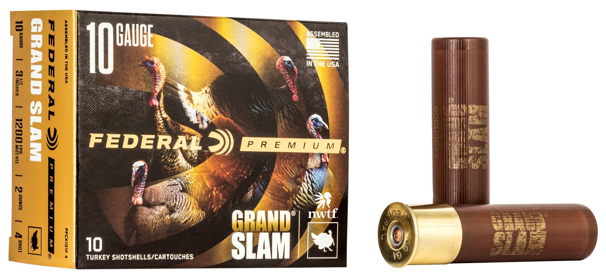 Federal Grand Slam 10ga 4 Shot Turkey 3-1/2in 2oz – Hard-Hitting Copper-Plated Turkey Load, 10 Rounds 2 Federal Grand Slam 10ga 4 Shot Turkey 3-1/2in 2oz – Hard-Hitting Copper-Plated Turkey Load, 10 Rounds - Image 2