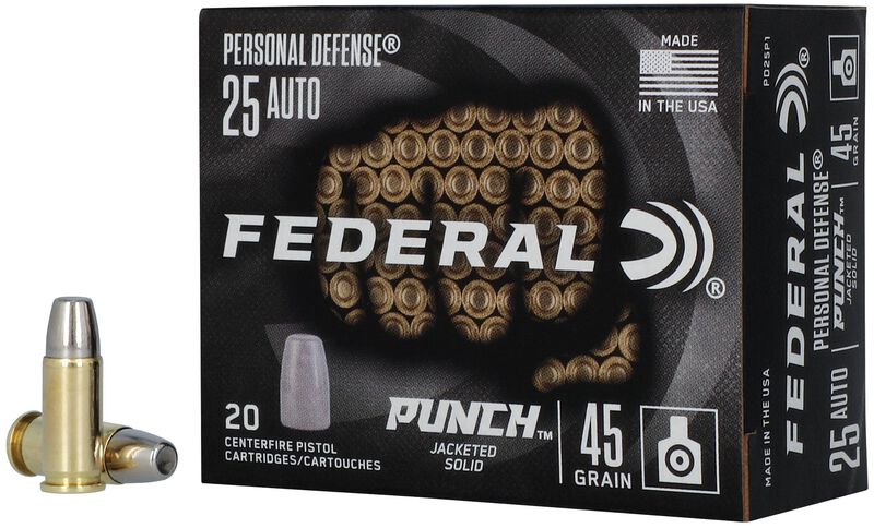 Personal Defense Punch, 25 Auto, 45 Grain, Solid, 825 fps