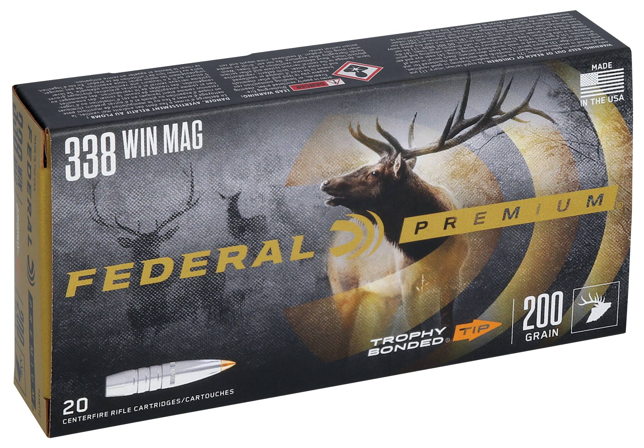 Federal 338 Win Mag 200gr Trophy Bonded Tip – Powerful Elk and Moose Ammo, 20 Rounds - Image 3