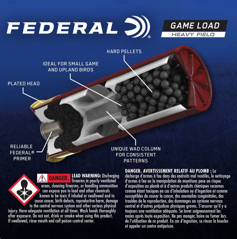 Game Load Upland Heavy Field, 12 Gauge, 5 Shot, 2-3/4 in, 1 1/4 oz, 1220 fps