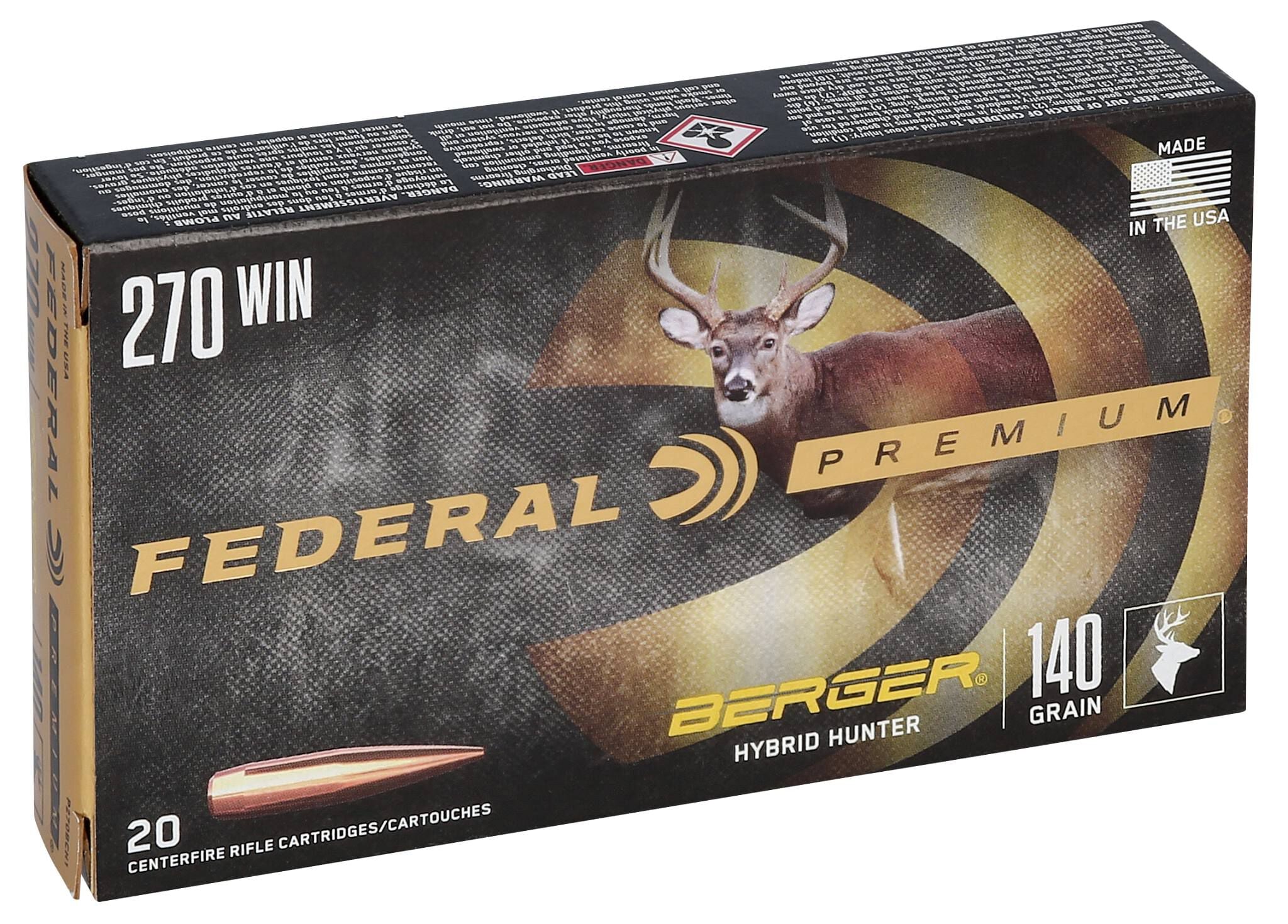 Federal 270 140gr Berger Hybrid Hunter – Powerful .270 Win Long Range Hunting Ammo, 2950 fps, 20 Rounds 3 Federal 270 140gr Berger Hybrid Hunter – Powerful .270 Win Long Range Hunting Ammo, 2950 fps, 20 Rounds - Image 3