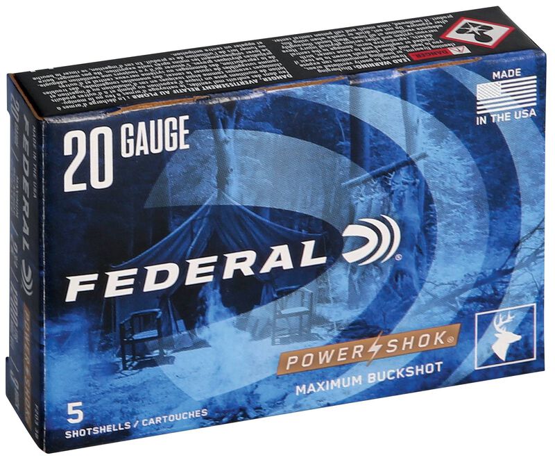 Power-Shok Buckshot, 20 Gauge, 3 Buck Shot, 2-3/4 in, 1200 fps
