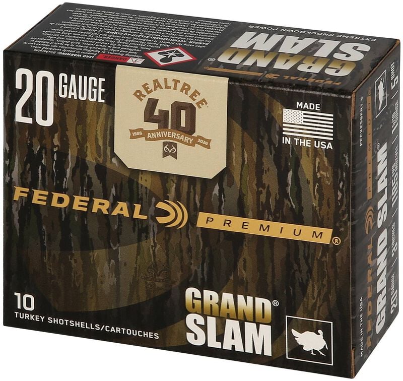Grand Slam Realtree 40th Anniversary Edition, 20 Gauge, 5 Shot, 3 in, 1 5/16 oz, 1185 fps