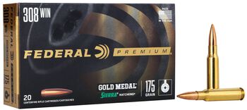 Gold Medal Sierra MatchKing, 308 Win, 175 Grain, Sierra Matchking Boat-Tail Hollow Point, 2600 fps