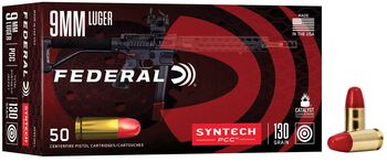 Syntech PCC, 9mm Luger, 130 Grain, Syntech Jacket Flat Nose, 1140 fps