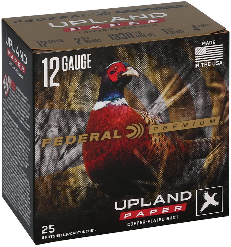 Upland Paper, 12 Gauge, 4 Shot, 2-3/4 in, 1 1/4 oz, 1330 fps