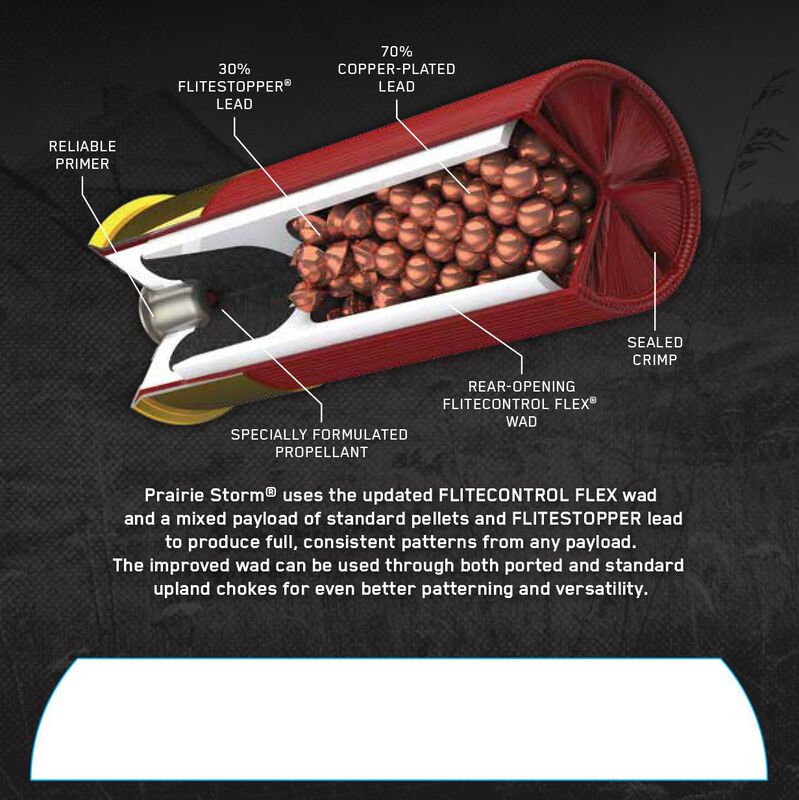 Prairie Storm FS Lead, 12 Gauge, 4 Shot, 2-3/4 in, 1 1/4 oz, 1500 fps