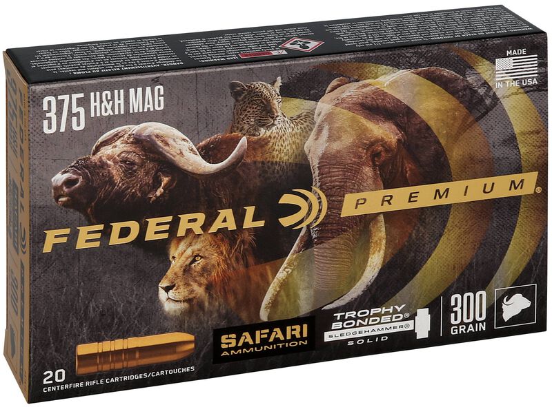 Safari Trophy Bonded Sledgehammer Solid, 375 H&amp;H Magnum, 300 Grain, Trophy Bonded Sledgehammer Solid, 2440 fps