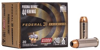 Personal Defense Hydra-Shok, 44 Rem Magnum, 240 Grain, Hydra-Shok Jacketed Hollow Point, 1210 fps