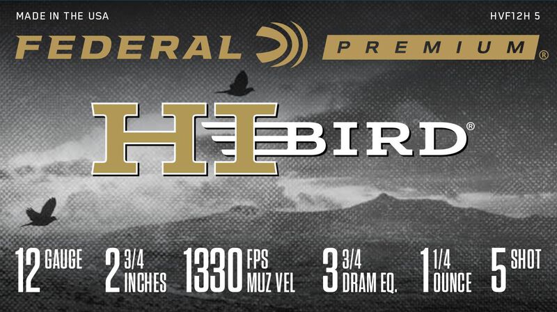 HI-BIRD, 12 Gauge, 5 Shot, 2-3/4 in, 1 1/4 oz, 1330 fps