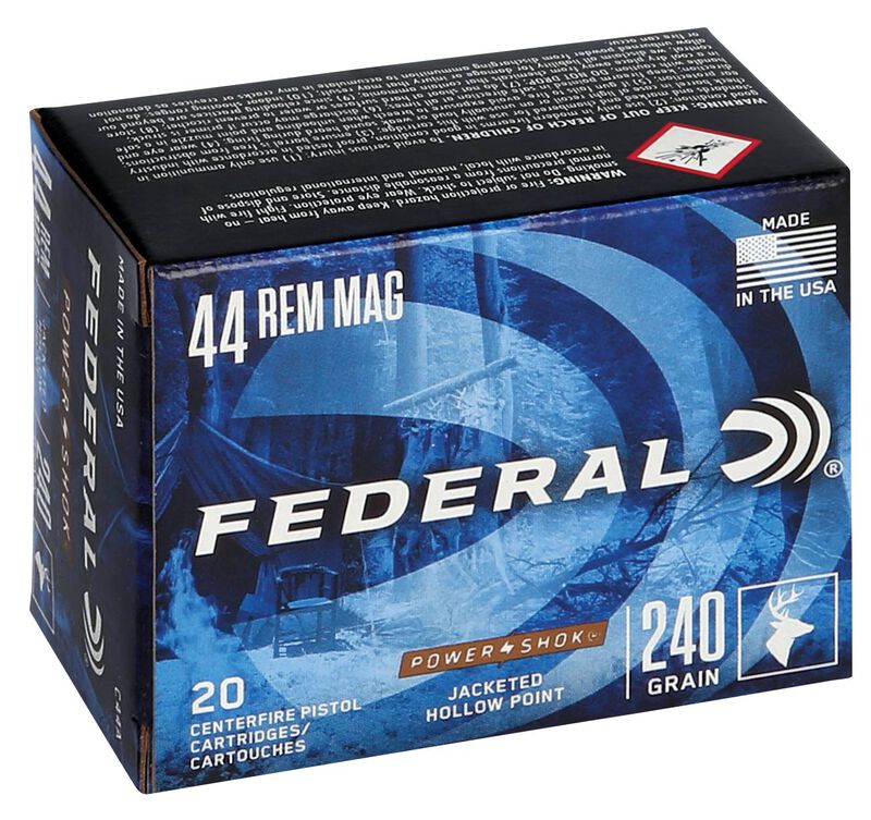 Power-Shok Handgun, 44 Rem Magnum, 240 Grain, Jacketed Hollow Point, 1230 fps