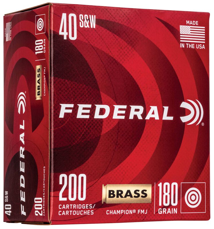 Champion Training, 40 S&amp;W, 180 Grain, Full Metal Jacket, 1000 fps