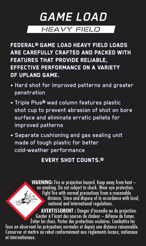 Game Load Upland Heavy Field, 12 Gauge, 7.5 Shot, 2-3/4 in, 1 1/8 oz, 1255 fps