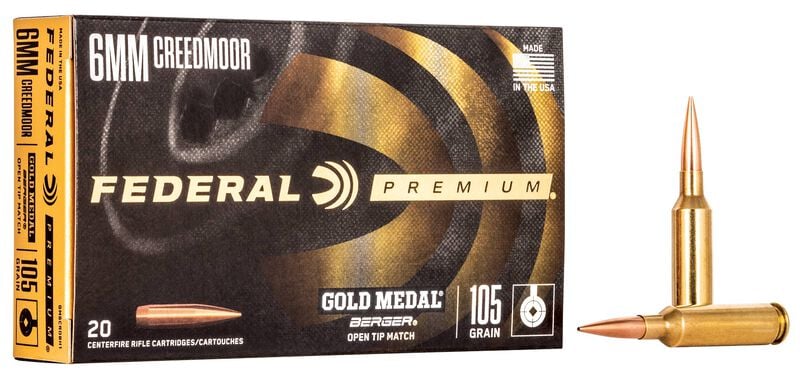 Gold Medal Berger, 6mm Creedmoor, 105 Grain, Berger Hybrid, 2950 fps