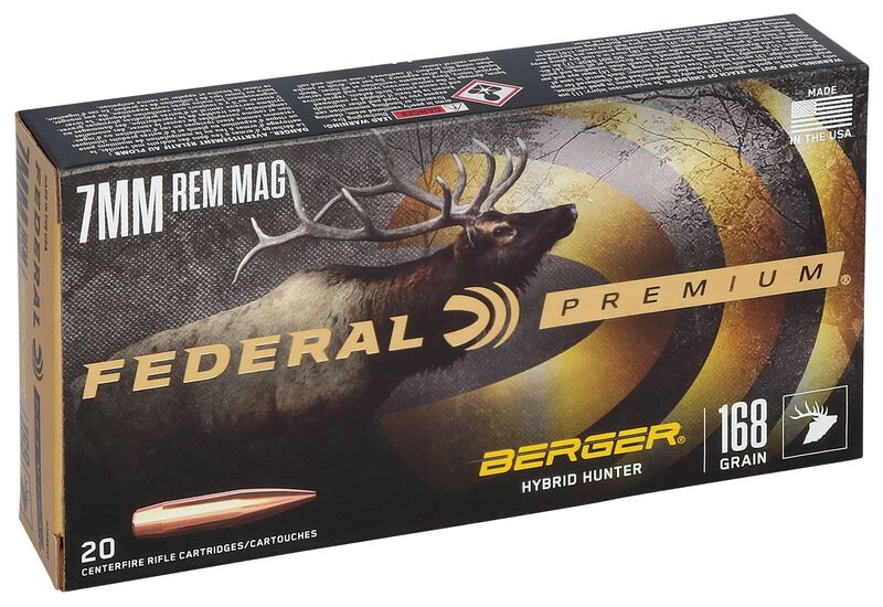 Berger Hybrid Hunter, 7mm Rem Mag, 168 Grain, Berger Hybrid, 2870 fps