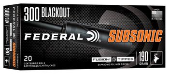 Federal Subsonic, 300 Blackout, 190 Grain, Fusion Tipped, 1000 fps