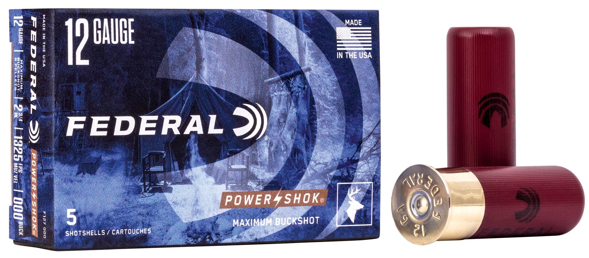 Federal Power-Shok 12ga 000 Buckshot 8 Pellet 2-3/4in – Hard-Hitting Big Game Load, 5 Rounds 2 Federal Power-Shok 12ga 000 Buckshot 8 Pellet 2-3/4in – Hard-Hitting Big Game Load, 5 Rounds - Image 2