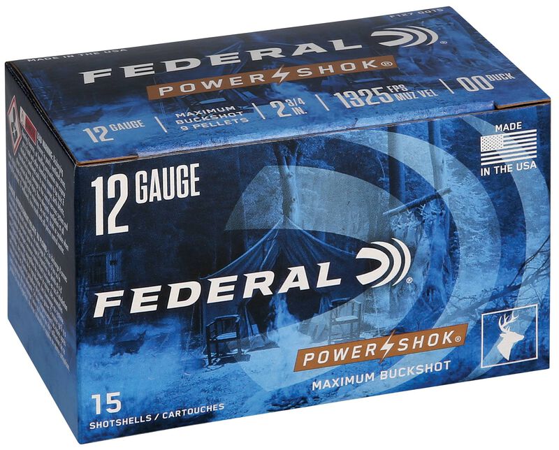 Power-Shok Buckshot, 12 Gauge, 00 Buck Shot, 2-3/4 in, 1325 fps