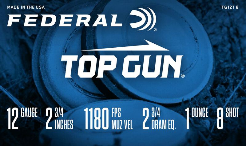 Top Gun, 12 Gauge, 8 Shot, 2-3/4 in, 1 oz, 1180 fps