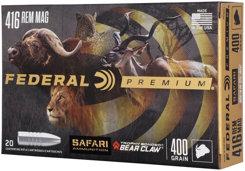 Safari Trophy Bonded Bear Claw, 416 Rem Magnum, 400 Grain, Trophy Bonded Bear Claw, 2400 fps