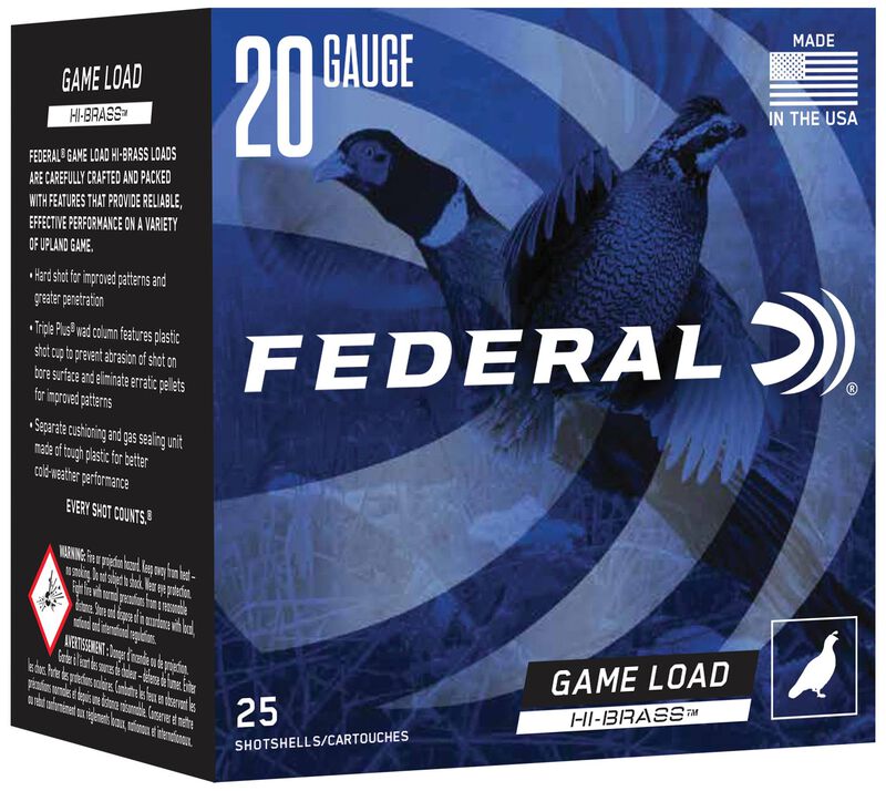 Game Load Upland Hi-Brass, 20 Gauge, 6 Shot, 2-3/4 in, 1 oz, 1220 fps