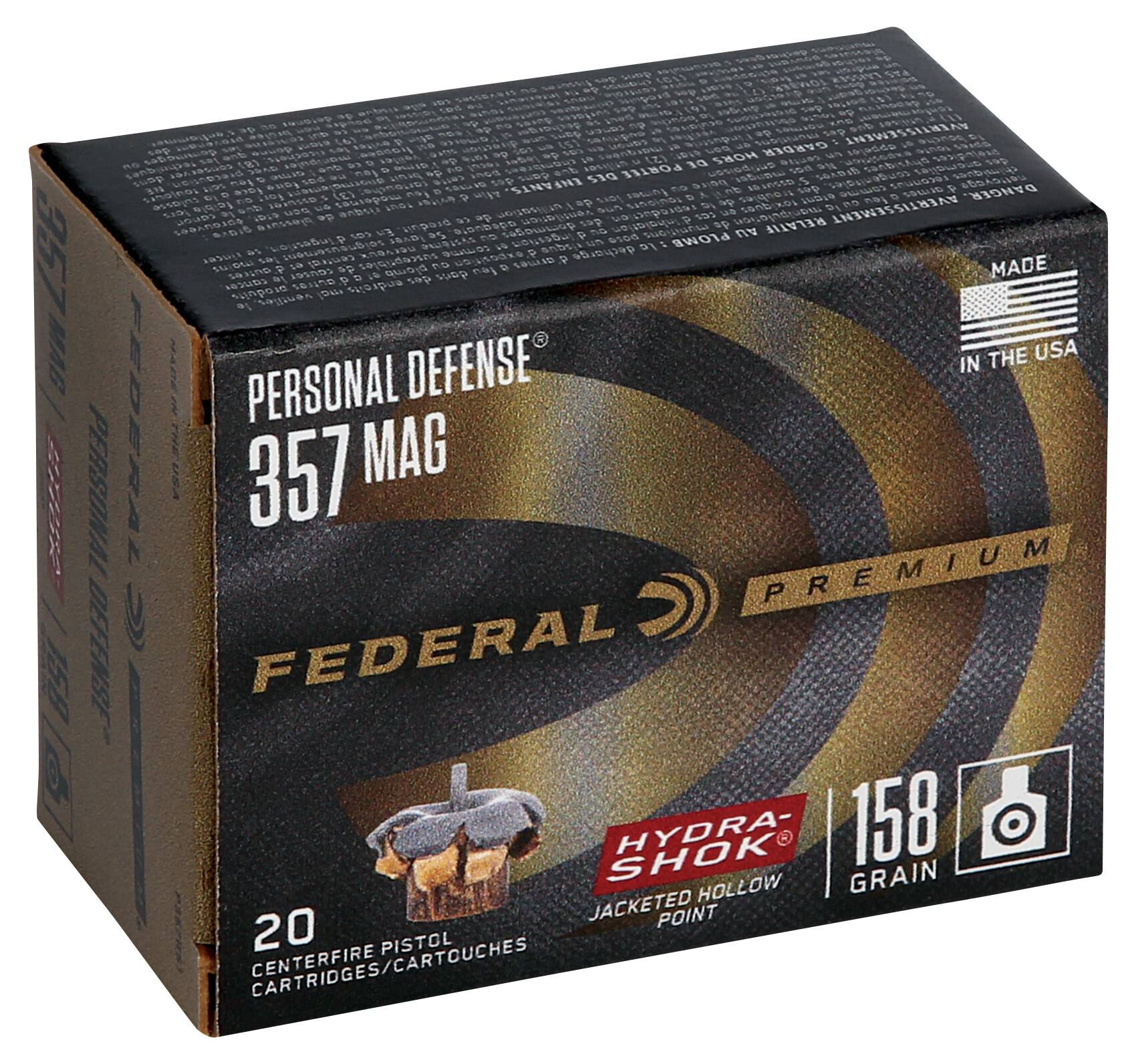 Federal 357 Mag 158gr Hydra-Shok – Reliable .357 Mag Defense Ammo, 1240 fps, 20 Rounds 2 Federal 357 Mag 158gr Hydra-Shok – Reliable .357 Mag Defense Ammo, 1240 fps, 20 Rounds - Image 2