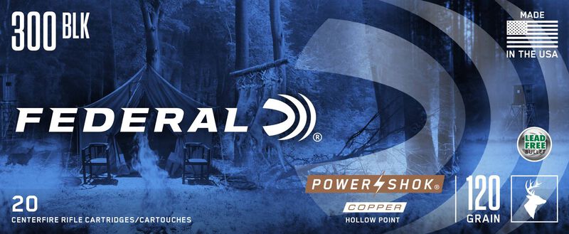 Power-Shok Copper Rifle, 300 Blackout, 120 Grain, Copper HP, 2100 fps