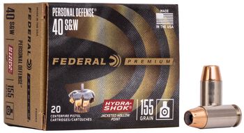 Personal Defense Hydra-Shok, 40 S&W, 155 Grain, Hydra-Shok Jacketed Hollow Point, 1140 fps