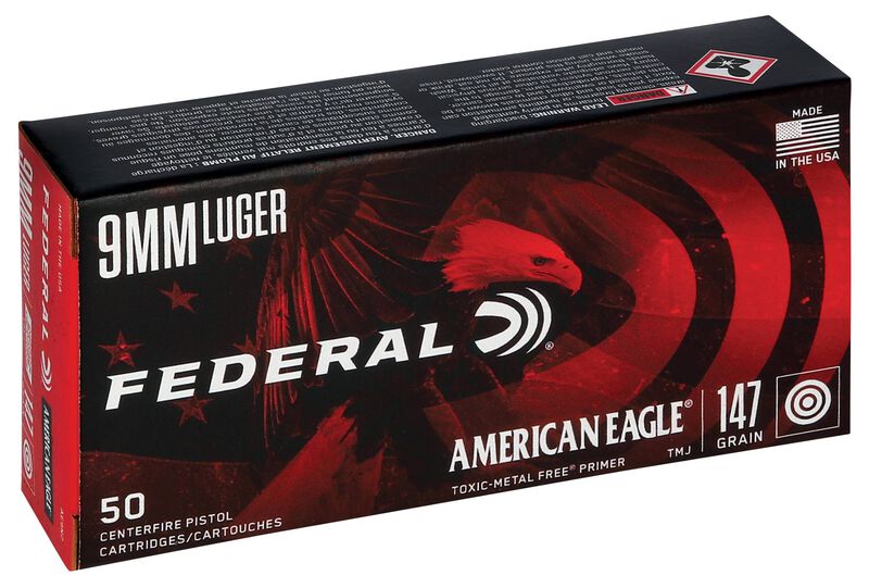 American Eagle Indoor Range Training, 9mm Luger, 147 Grain, Full Metal Jacket, 1000 fps