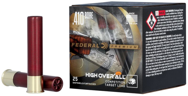 High Over All, 410 Bore, 8.5 Shot, 2-1/2 in, 1/2 oz, 1275 fps