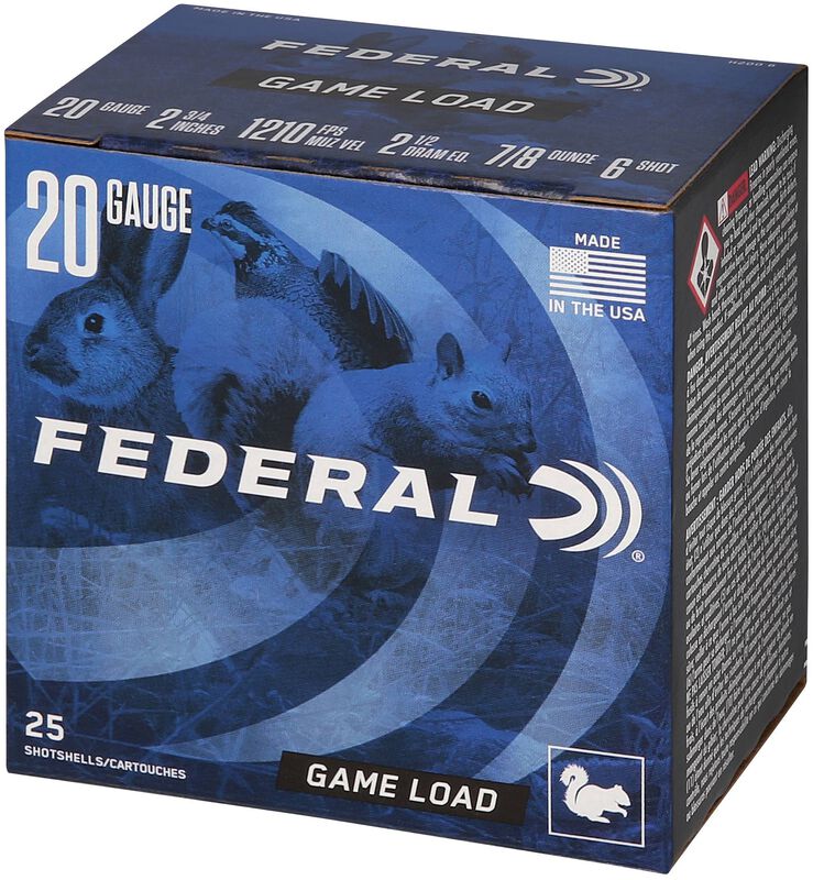Game Load Upland, 20 Gauge, 6 Shot, 2-3/4 in, 7/8 oz, 1210 fps