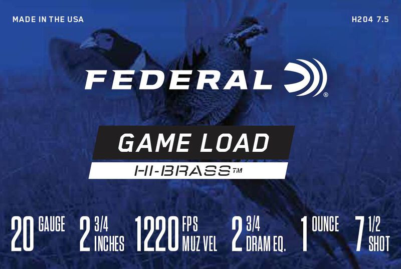 Game Load Upland Hi-Brass, 20 Gauge, 7.5 Shot, 2-3/4 in, 1 oz, 1220 fps