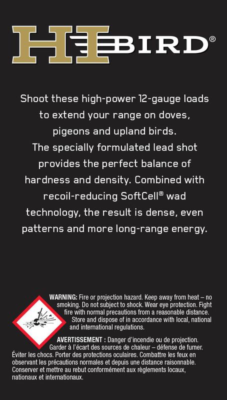 HI-BIRD, 12 Gauge, 6 Shot, 2-3/4 in, 1 1/4 oz, 1330 fps