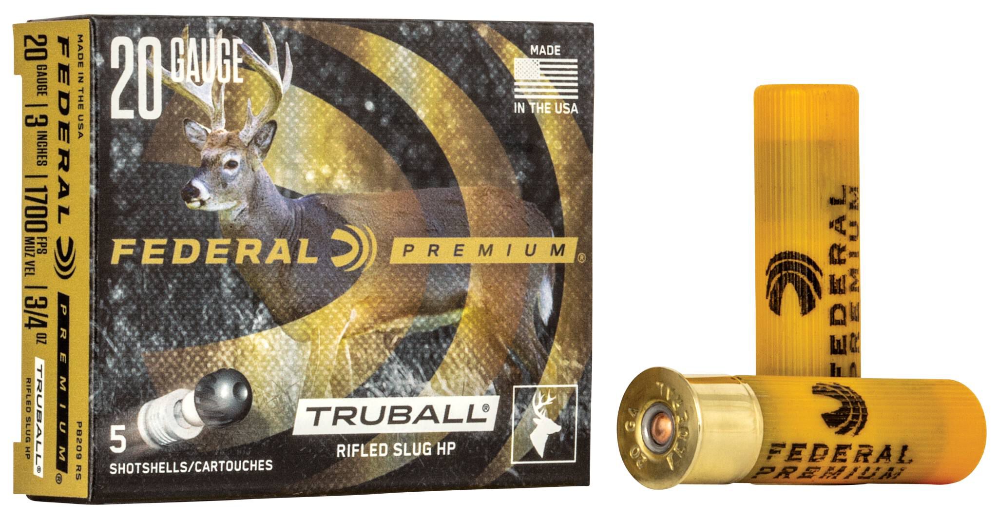 Federal Premium TruBall Rifled Slug 20ga PB209RS 3in 3/4oz 328gr – Fast 20 Gauge Deer Slug, 5 Rounds - Image 2