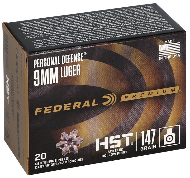 Personal Defense HST, 9mm Luger, 147 Grain, HST Jacketed Hollow Point, 1000 fps