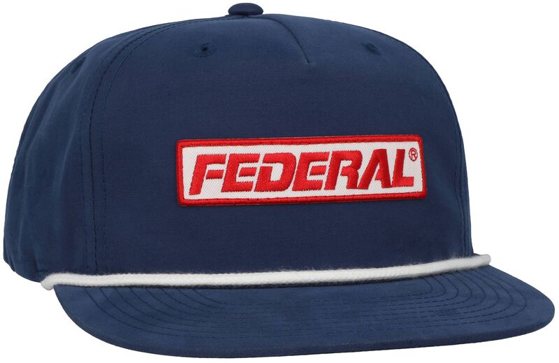 Federal Logo Patch White Rope Hat, Navy, Flat Bill