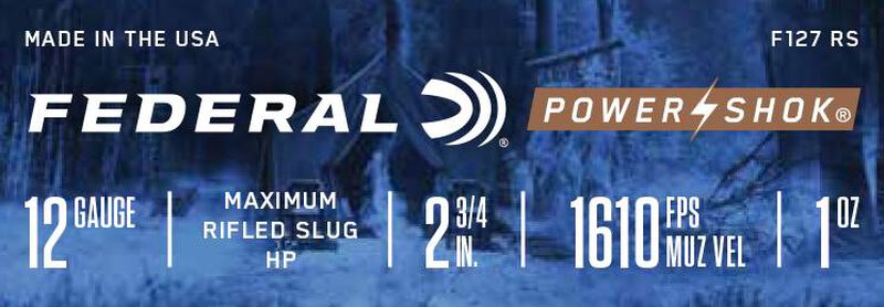 Power-Shok Rifled Slug, 12 Gauge, 438 Grain, 2-3/4 in, 1610 fps