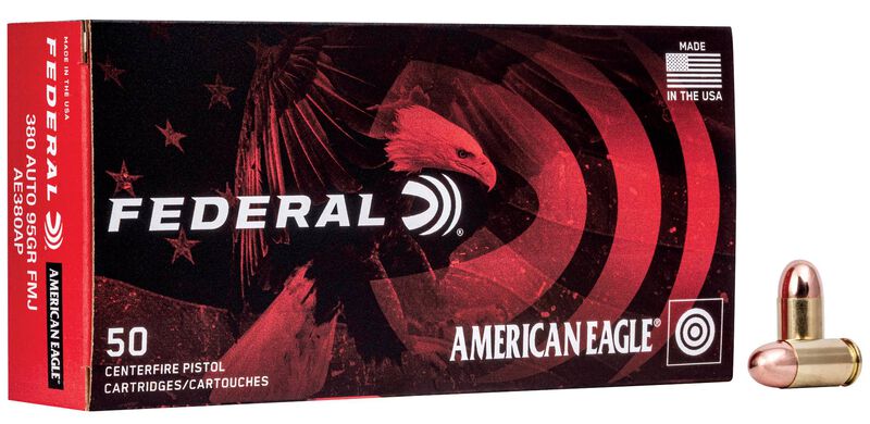 American Eagle Handgun, 380 Auto, 95 Grain, Full Metal Jacket, 980 fps