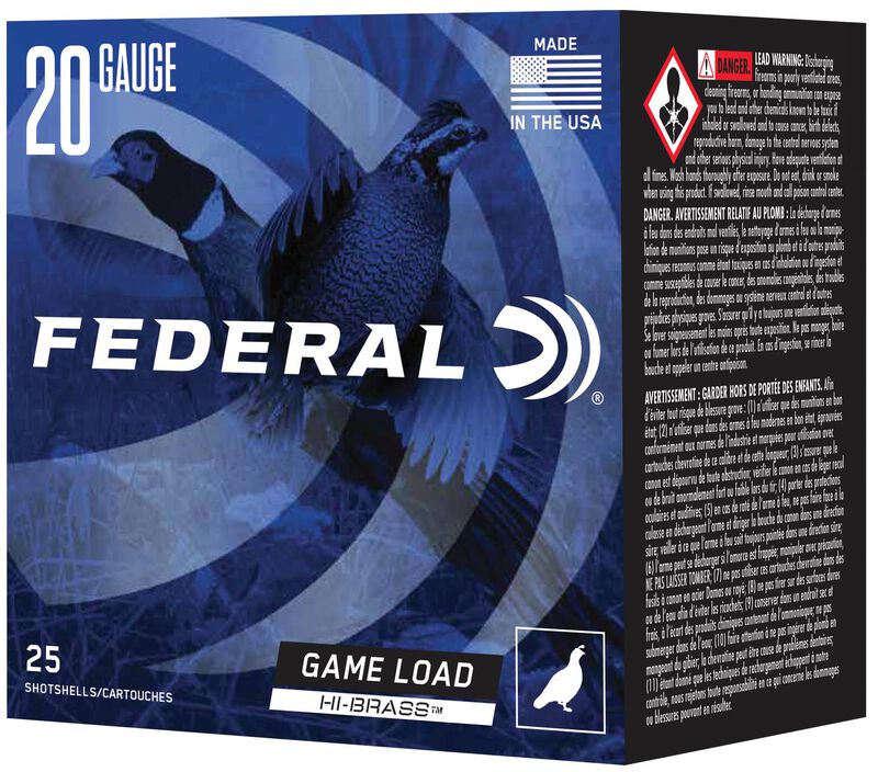 Game Load Upland Hi-Brass, 20 Gauge, 6 Shot, 2-3/4 in, 1 oz, 1220 fps