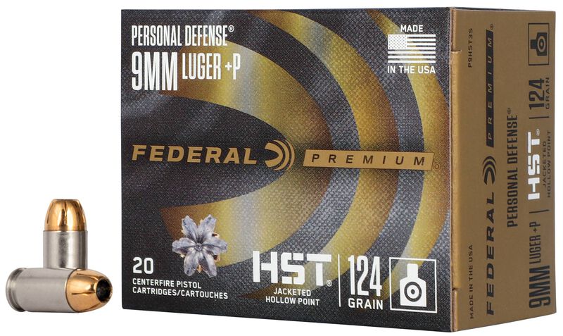 Personal Defense HST, 9mm Luger +P, 124 Grain, HST Jacketed Hollow Point, 1200 fps