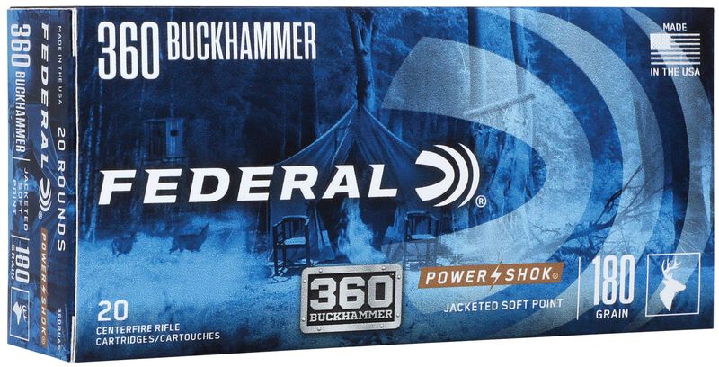 Federal Premium Power-Shok Rifle, 360 Buckhammer, 180 Grain, Soft Point, 2375 fps