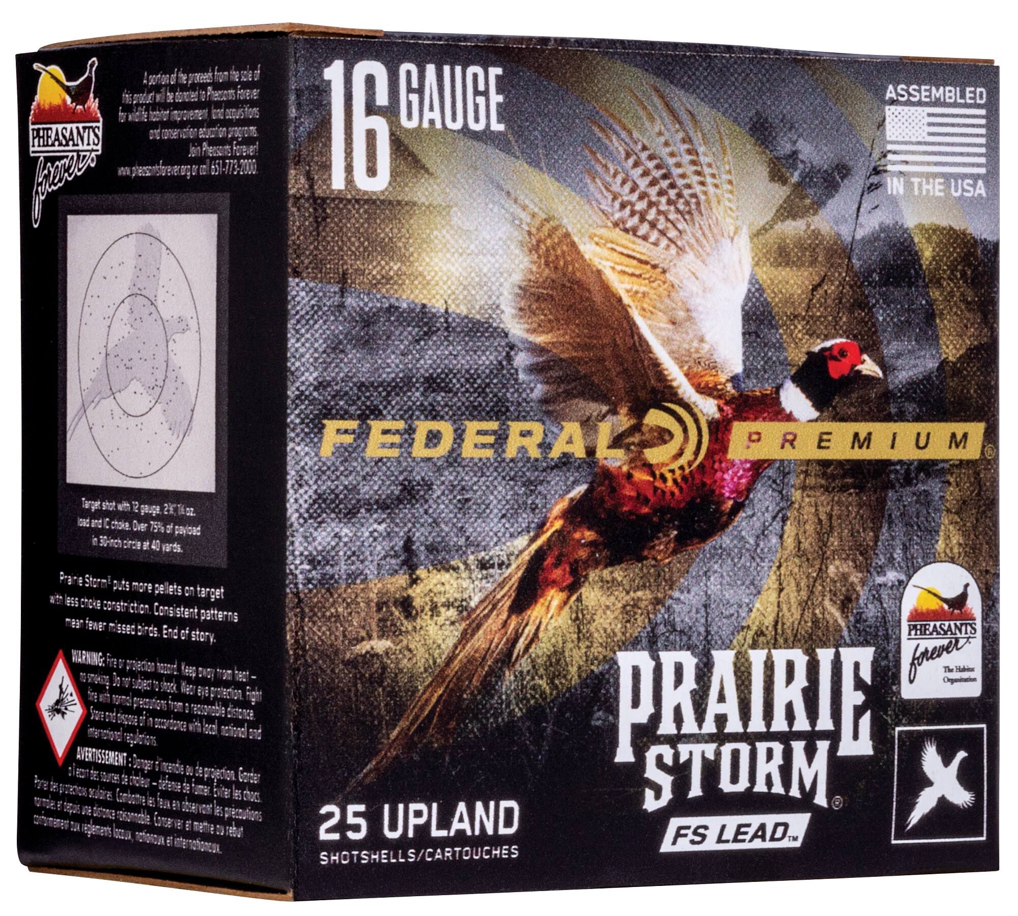 Federal Prairie Storm Lead 16ga 4 Shot FS 2-3/4in 1-1/8oz – Hard-Hitting 16 Gauge Pheasant Load, 25 Rounds - Image 3