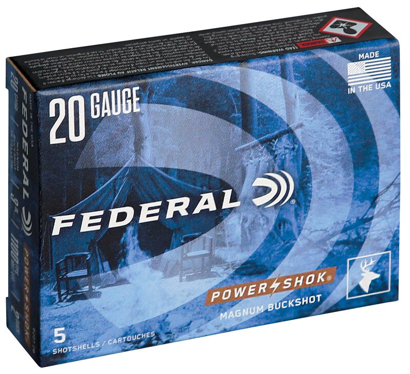 Power-Shok Buckshot, 20 Gauge, 2 Buck Shot, 3 in, 1100 fps