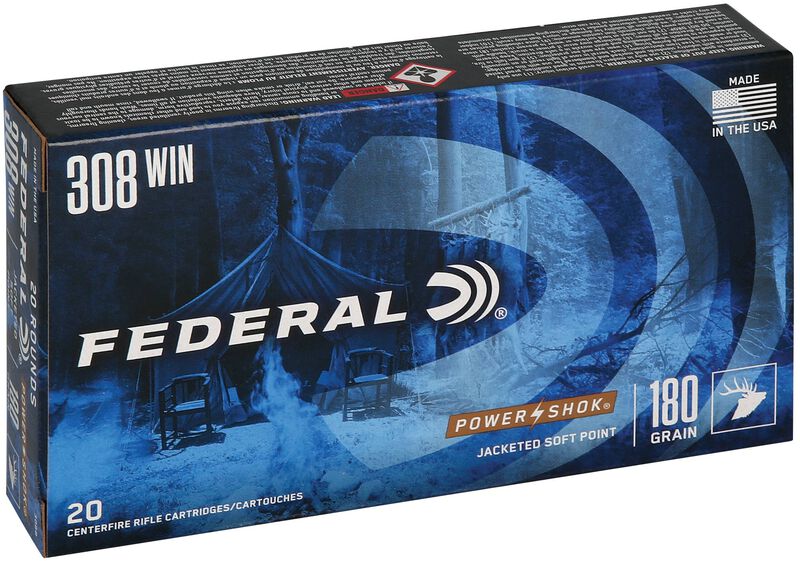 Power-Shok Rifle, 308 Win, 180 Grain, Jacketed Soft Point, 2570 fps