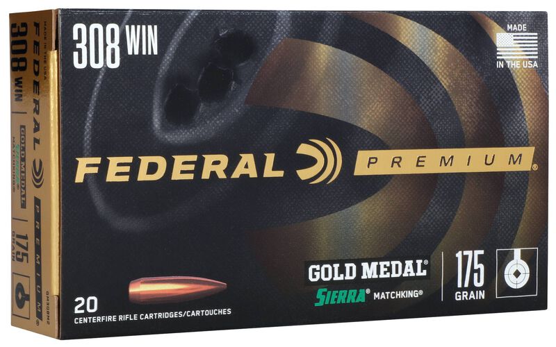 Gold Medal Sierra MatchKing, 308 Win, 175 Grain, Sierra Matchking Boat-Tail Hollow Point, 2600 fps