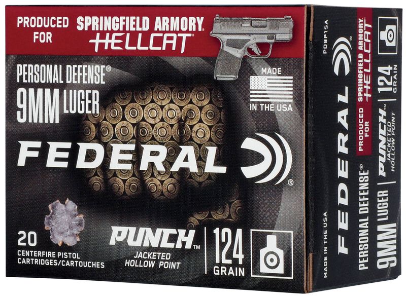 Personal Defense Punch Hellcat, 9mm Luger, 124 Grain, Jacketed Hollow Point, 1070 fps