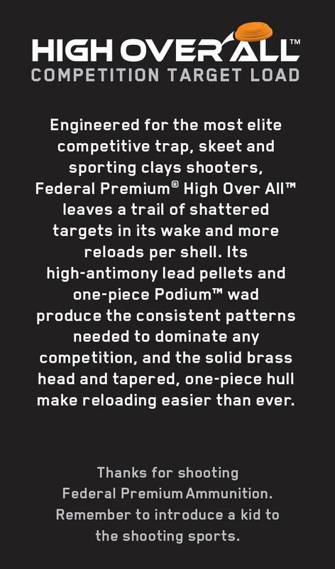 High Over All, 12 Gauge, 7.5 Shot, 2-3/4 in, 1 1/8 oz, 1145 fps