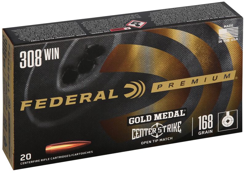 Gold Medal CenterStrike, 308 Win, 168 Grain, Centerstrike Open Tipped Match, 2650 fps