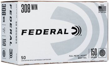 Federal Training, 308 Win, 150 Grain, Full Metal Jacket Boat-Tail, 2820 fps